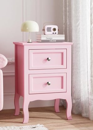 Nightstand With Two Drawers For Small Space Bedroom